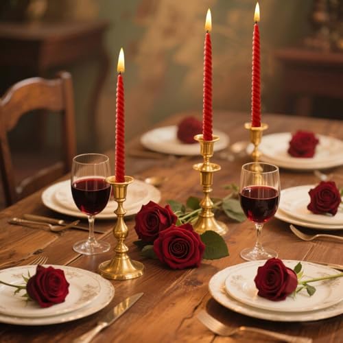4 Pack 10 Inch Gradient Color Spiral Taper Candles for Wedding (10 in / Red)