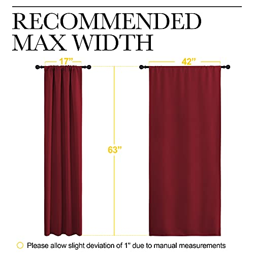 Burgundy Red Blackout Curtains for Bedroom 42" w x 63" L 2 Panels (Burgundy Red / 42"W x 63"L (Pack of 2))