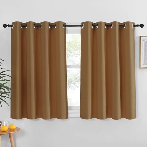 Kitchen Short Blackout Curtain and Drape (Gold Brown / 52"W x 45"L (Pack of 1))