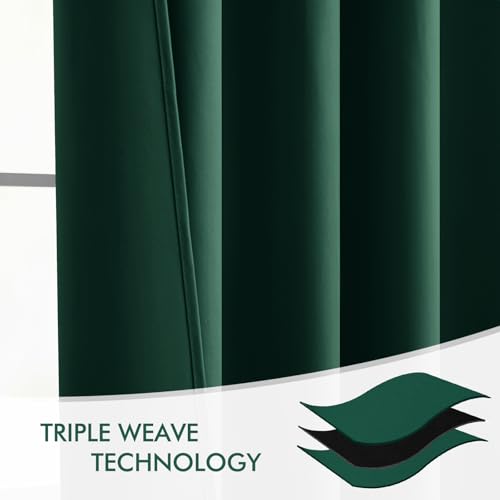 Christmas Hunter Green Back Tab Blackout Curtains 52"x96" 2 Panels (Hunter Green / 52"W x 96"L (Pack of 2))