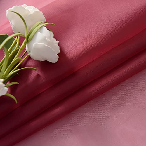 Basic Rod Pocket Sheer Voile Window Curtain Panels Burgundy 1 Pair 2 Panels 52 Width 63 Inch Long for Kitchen Bedroom Children Living Room Yard (Burgundy / 52"W x 63"L (Pack of 2))