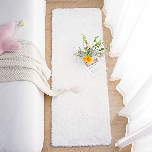 Soft Runner Rug for Bedroom Living Room Plush Fluffy Rug 2x10 (Cream / 2' x 10' (Runner))