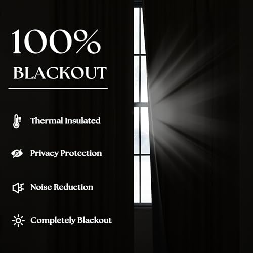 Dusty Blue 100% Blackout Linen 108 Inch Curtains for Bedroom Pinch Pleated (Dusty Blue / 40"W x 108"L (Pack of 2))