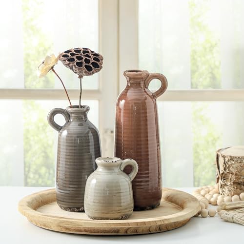 Ceramic Vases Set of 3 (010 - Brown)