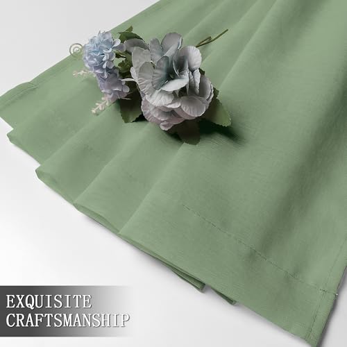 Sheer Curtains Linen Textured Living Room Curtain Sheers Light Filtering Rod Pocket Voile Curtains for Bedroom (42"W x 63"L (Pack of 2) / Sage Green)
