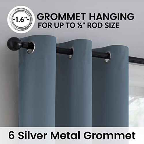 Stone Blue 100% Blackout Curtains Room Darkening Living Room 84L (Stone Blue / 38"W x 84"L (Pack of 2))