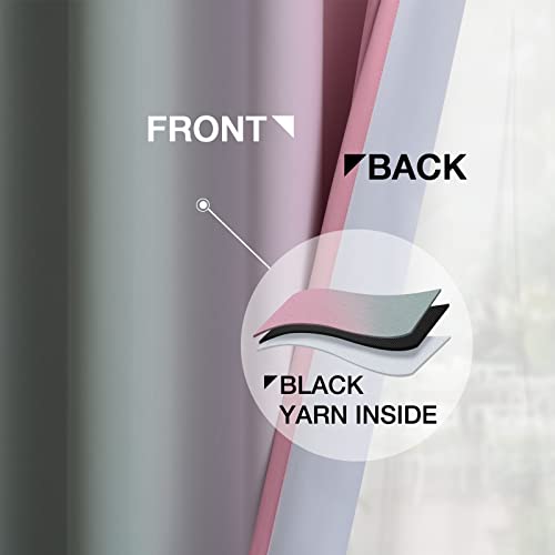 Ombre Pink and Grey Curtains for Bedroom (52"W x 84"L (Pack of 2) / Pink and Grey)