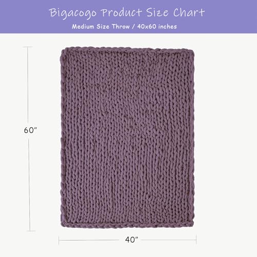 Chunky Knit Throw Blanket for Couch (Winter Grape / 40"x60" (Medium Size Throw）)