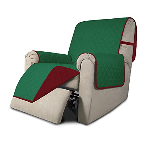 Reversible Couch Cover (Green/Christmas Red / Small Recliner)