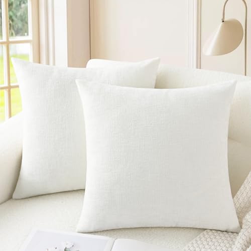 Decorative Couch Throw Pillow Covers 18 X 18 Inches True White (18" x 18" (Pack of 2) / True White)