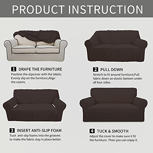 Stretch Couch Covers for Sofa Washable Large Chocolate (Large Sofa / Chocolate)