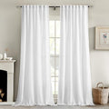 White Linen Curtains 98 Inch Long 2 Panels for Bedroom Living Room (52"W x 98"L (Pack of 2) / White)
