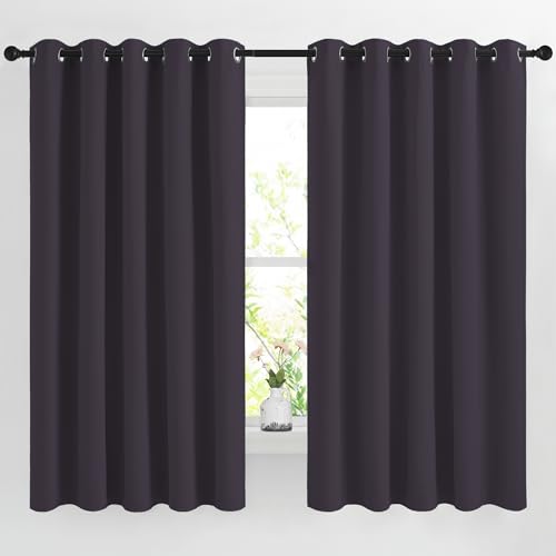 Blackout Bedroom Curtains 66 inches Long (Greyish Purple / 66"W x 66"L (Pack of 2))