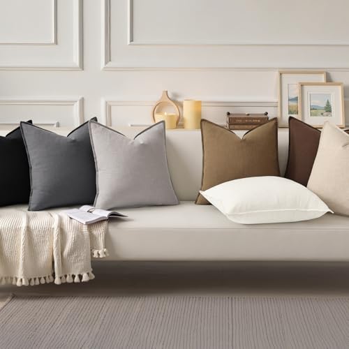 Fall Light Grey Linen Throw Pillow Covers 22x22 Set of 2 (Light Grey / 22" x 22" (Pack of 2))