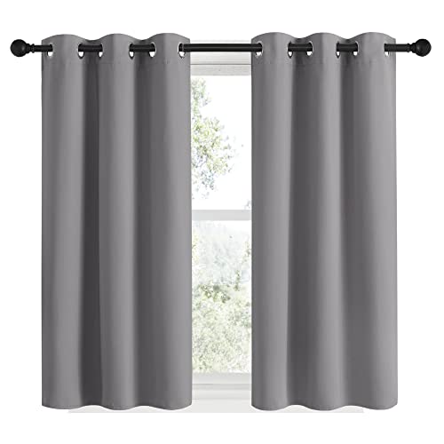 Silver Grey Blackout Curtain Panels for Bedroom (Silver Gray / 34"W x 48"L (Pack of 2))
