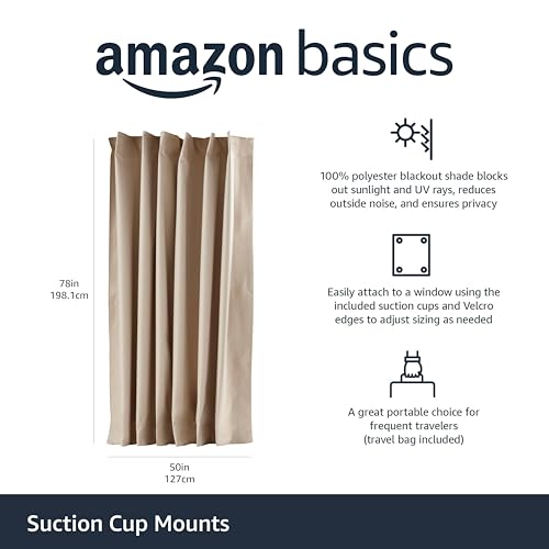 Portable Blackout Curtain Shade with Suction Cups (Beige / 1-Pack)