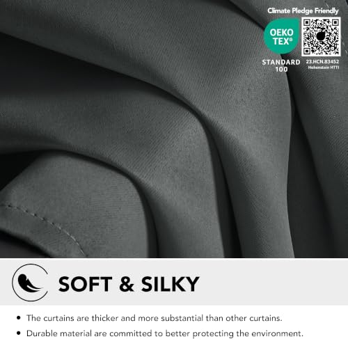 Blackout Curtains for Bedroom (Dark Grey / 42"W x 95"L (Pack of 2))