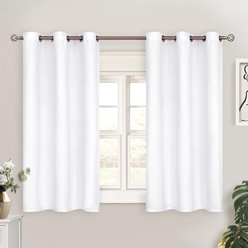 Short Curtains for Small Window 45 Inch Long (Pure White / 38"W x 45"L (Pack of 2))