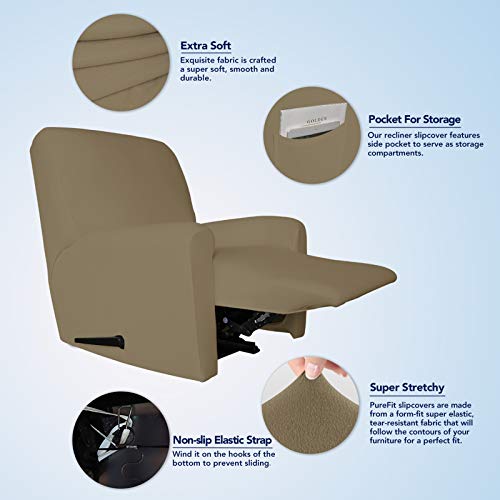 Stretc Recliner Chair Covers Fleece Soft Couch Covers for Sofa (Small Recliner Chair / Tan)