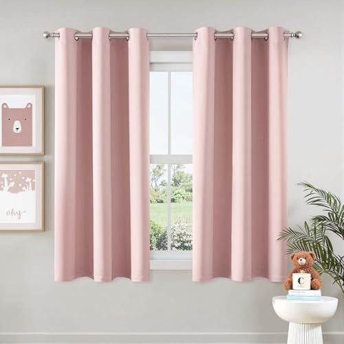 Blackout Curtains for Bedroom 2 Panels 40 x 40 Inch Long Pink (Pink / 40"W x 40"L (Pack of 2))