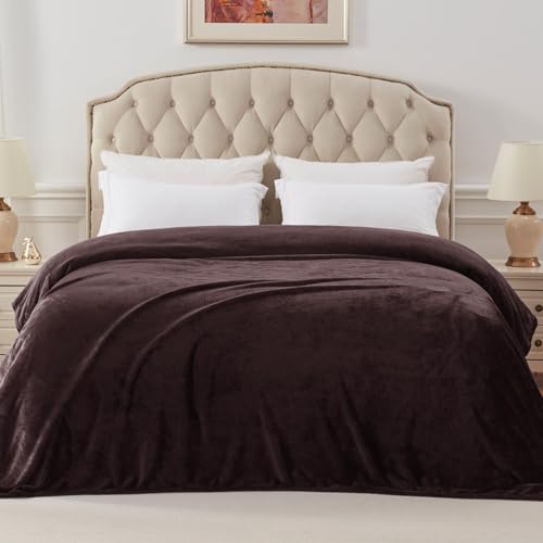 Soft Fleece Blanket Twin Size for Bed (Coffee / Twin (60" x 80"))