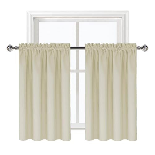 Short Blackout Curtains 42 x 36 Inch for Kitchen RV Bunk Light Beige (Light Beige / 42"W x 36"L (Pack of 2))