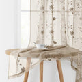 Taupe Sheer Curtains 63 Inches Length 2 Panels Beige Embroidered Floral Pattern Semi Sheer Window Curtains for Bedroom Living Room (52"W x 63"L (Pack of 2) / Taupe/Beige)