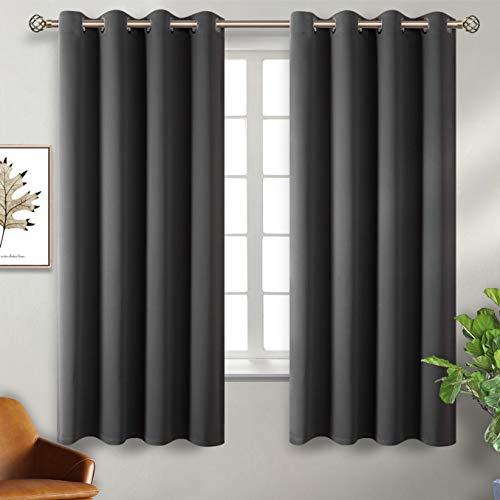 Dark Grey Blackout Curtains for Bedroom 63 Inch Long (Dark Grey / 46"W x 63"L (Pack of 2))