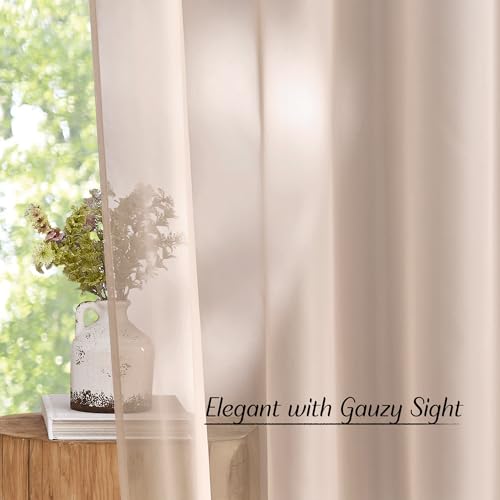 Taupe Sheer Curtains 72 inches Long (Taupe / 54"W x 72"L (Pack of 2))