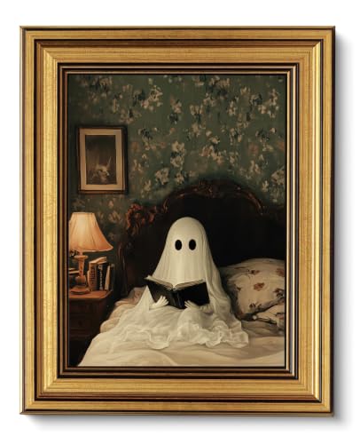Gold Framed Halloween Canvas Wall Art (37-Halloween Ghost / 8x10)