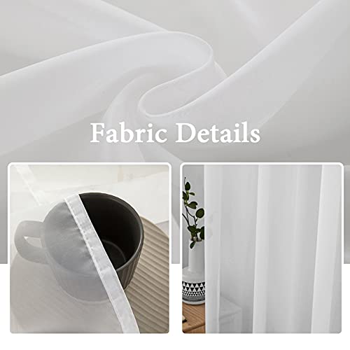 White Window Sheer Curtains 2 Panels Width 38 x Length 45 Inches (White / 38"W x 45"L (Pack of 2))