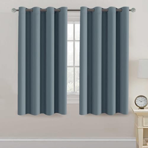Blackout Thermal Insulated Curtains 63 Inche Length Light Blocking Curtain Panel Energy Saving Ultra Soft and Smooth Grommets Drapes for Bedroom (52"W x 63"L (Pack of 1) / Stone Blue)