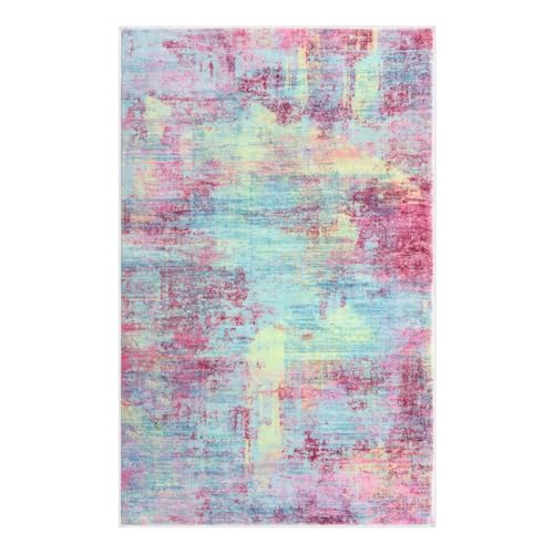 Abstract Area Rugs 8x10 Ft Washable Large Rugs for Living Room (Multi Pink / 8' x 10' (Rectangular))