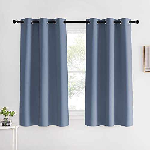Kitchen Curtains Blackout Drapes (Stone Blue / 42"W x 60"L (Pack of 2))
