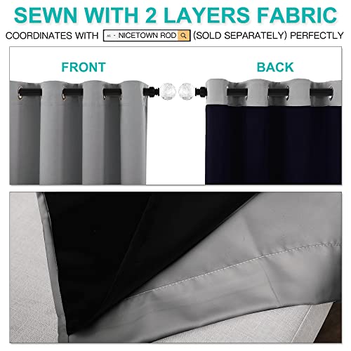 100% Blackout Curtains with Black Liners (Silver Grey / 70"W x 63"L (Pack of 2))