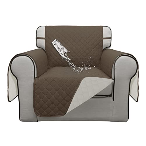 Double Protection 100% Waterproof Chair Sofa Cover for Living Room (Camel/Ivory / Chair Small)