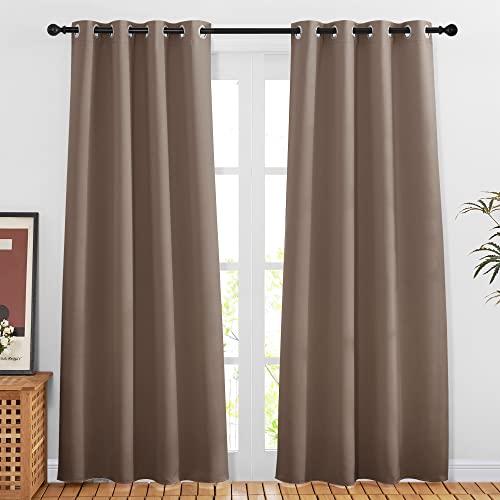 Blackout Doorway Curtains 80 inches Long for Bedroom (Cappuccino / 46"W x 80"L (Pack of 2))