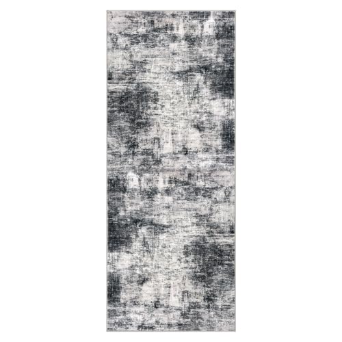 Abstract Runner Rug 2x5 Ft Washable Runners for Hallways (Black/Grey/White / 2' x 5' (Rectangular))