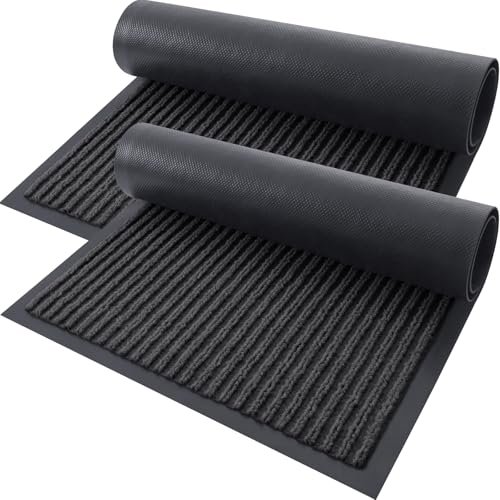 2 Pack Front Door Mats 29.5x17 (Charcoal Grey / 29.5" x 17")