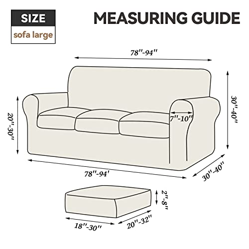 4 Pieces Couch Cover for Sofa Velvet Sofa Covers Washable (Large / Aqua)