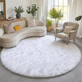 White Round Rugs 6ft for Living Room Bedroom (White / 6' (Round))