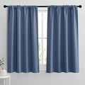Small Window Curtains 45 inches Length for Kitchen Cafe Bathroom (Stone Blue / 42"W x 45"L (Pack of 2))