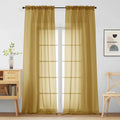 Gold Sheer Curtains for Window 96 Inches Long 2 Panels Set (42"W x 96"L (Pack of 2) / Gold)