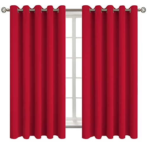 Red Blackout Curtains for Bedroom 63 Inch Long (Red / 70"W x 63"L (Pack of 2))