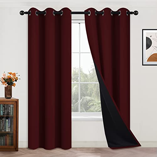 Burgundy Red Blackout Curtains 84 Inches Long for Bedroom 42" Wide (42"W x 84"L (Pack of 2) / Burgundy Red)