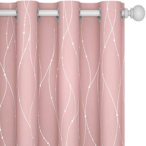 Living Room Curtains 108 Inch Long (Coral Pink/Wave Dots / 52"W x 108"L (Pack of 2))