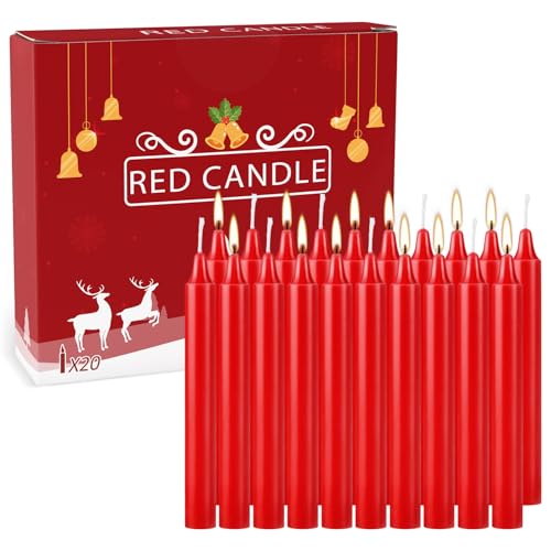 Set of 20 Red Candles (Red-4" 20)