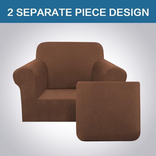 2 Piece Armchair Cover Chair Slipcovers with Arms Sofa Slipcover for Chair Fit Arm Chair Width Up to 47 Inch (Small / Caramel)