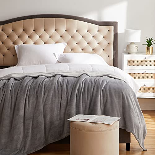 Fleece Blanket King Size Grey Lightweight Super Soft Cozy Luxury Bed Blanket Microfiber (Grey / King(108"x90"))