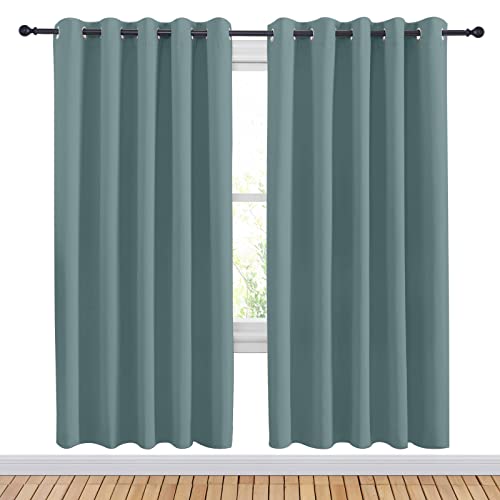 Greyish Blue Blackout Draperies Curtains for Kids Room (Greyish Blue / 70"W x 72"L (Pack of 2))